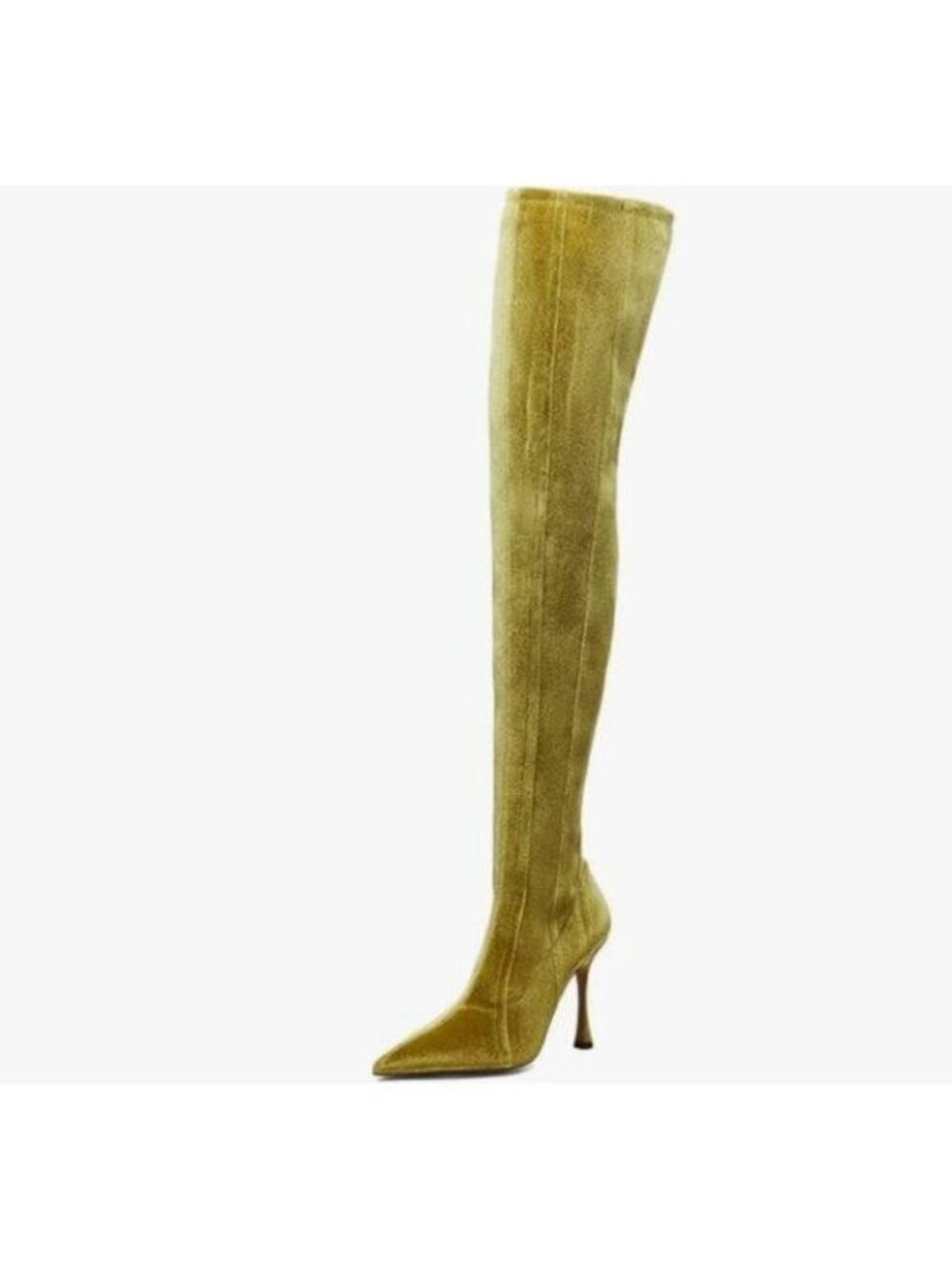 Pazzion Green Pointed Toe with Side Zippers High Heel Over the Knee Boots